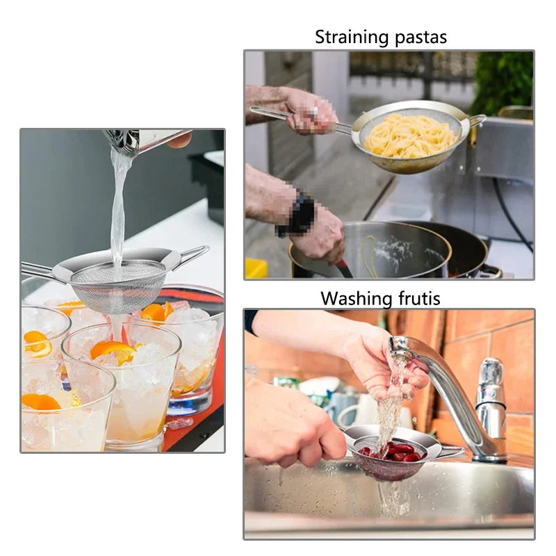 1/3/4Pcs/Set Stainless Steel Wire Fine Mesh Oil Strainer Flour Colander Sieve Sifter Pastry Baking Tools Kitchen Accessories…