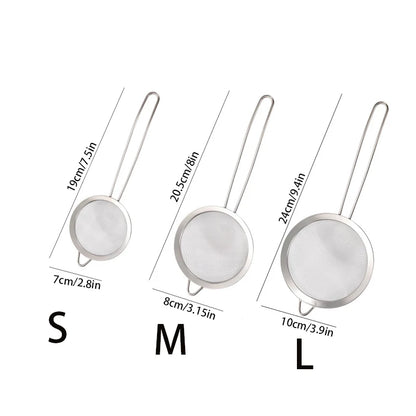 3pcs Stainless Steel Fine Mesh Strainer With Sturdy Handle And Hook, Colander Sifter For Juice Soy Milk, Kitchen Tools - ima…