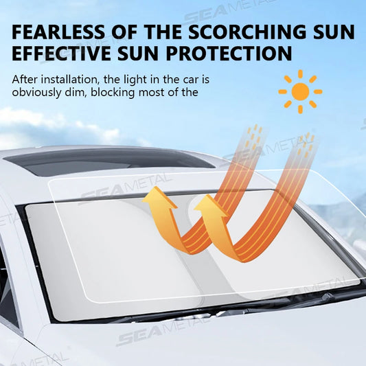 SEAMETAL Car Windshield Sun Shade Cover Foldable Front Window Sun Visor Blocks UV Refletive Car Parasol Sunshade Protector C…
