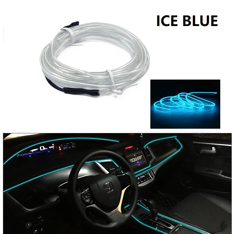Car Interior Decorative Lamps Strips Atmosphere Lamp Cold Light Decorative Dashboard Console Auto LED Ambient Lights 1/2/3/4…