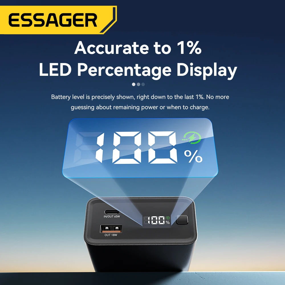 Essager Power Bank 20000mAh Portable PD 65W Fast Charging Mobile Phone External Battery Powerbank For IPhone17 16 15 Laptop…