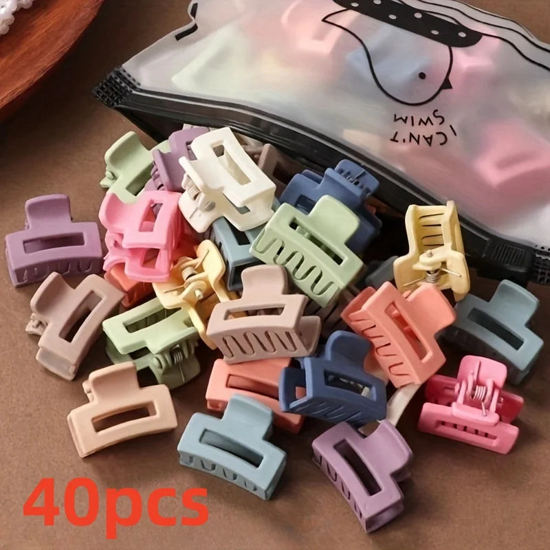 20 Pcs/bag Solid Color Matte Hollow Hair Claw Clip Candy Color Catch Barrettes Stylish Hair Accessories Suitable for Women -…