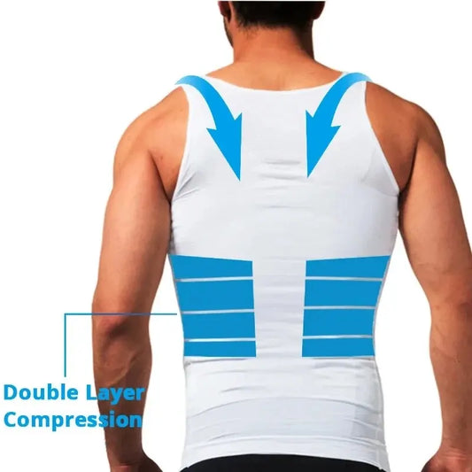 YBFDO Men Body Shaper Slimming Compression Vest Undershirt Seamless Waist Trainer Tank Top Belly Control Weight Loss Shapewe…