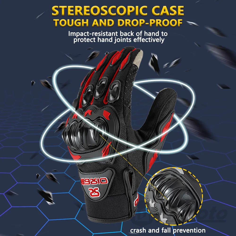 Summer Breathable Full Finger Motorcycle Gloves Non-slip Wear-resistant Motocross Racing Gloves Touch Screen Moto Biker Glov…