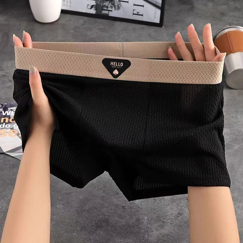 1pcs Men's Boxer Shorts Ice Silk Underwear Plus Size Underpants Breathable Sexy Slim Panties Air-conditioned Lingerie Wholes…