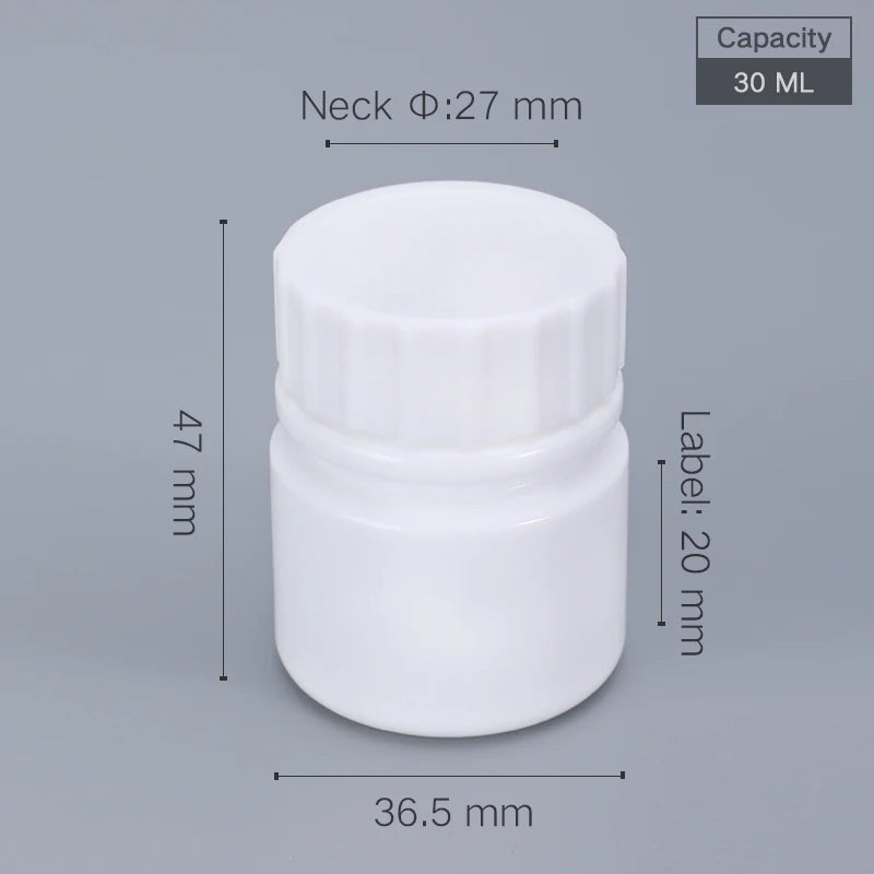 10pcs 20-200ml Plastic HDPE White Empty Seal Bottles, Refillable Pill Vials for Medicine, Capsule, Solid Powder, Reagent Sto…
