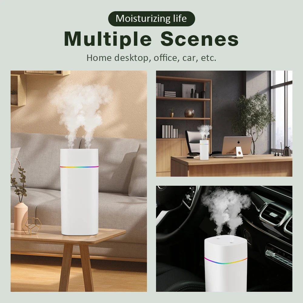 600ML Air Humidifier Double Spray Port Essential Oil Aromatherapy Diffuser Mute Atomizer Colorful Lights For Home Office Car…