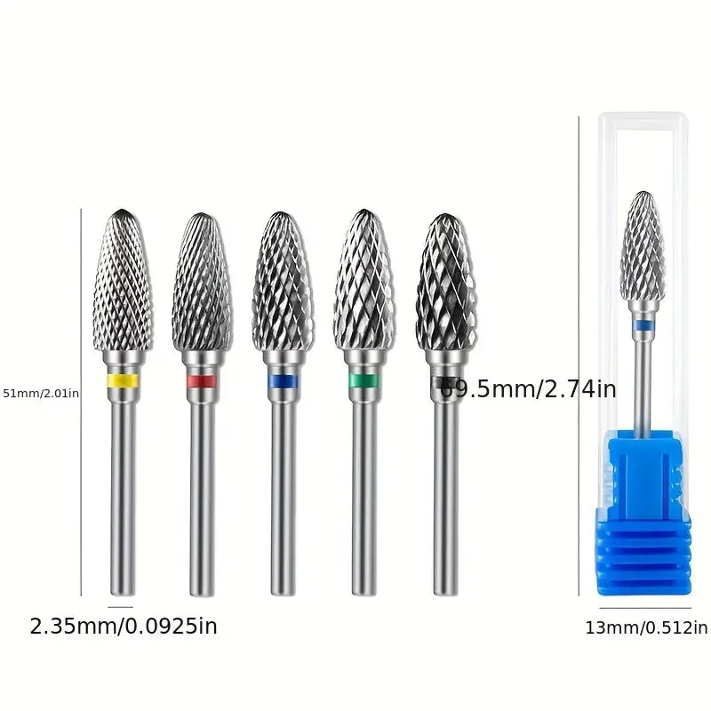 Tungsten Carbid Nail Drill Bits Electric Manicure Drill Accessory Milling Cutters for Nail Gel Polish Remover Nail Tools Efi…