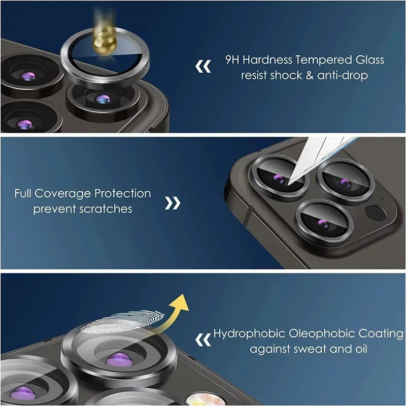 3Pcs Metal Lens Protector Glass For iPhone 15 13 12 11 14 Pro Max Back Camera Lens Protection Film For iPhone 13 Mini 14 15…