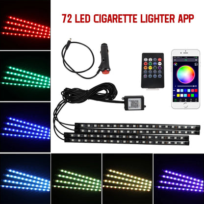 Neon 36 48 72 LED Car Interior Ambient Foot Light Wireless Remote Music APP Control Auto RGB Atmosphere Decorative Lamp - im…