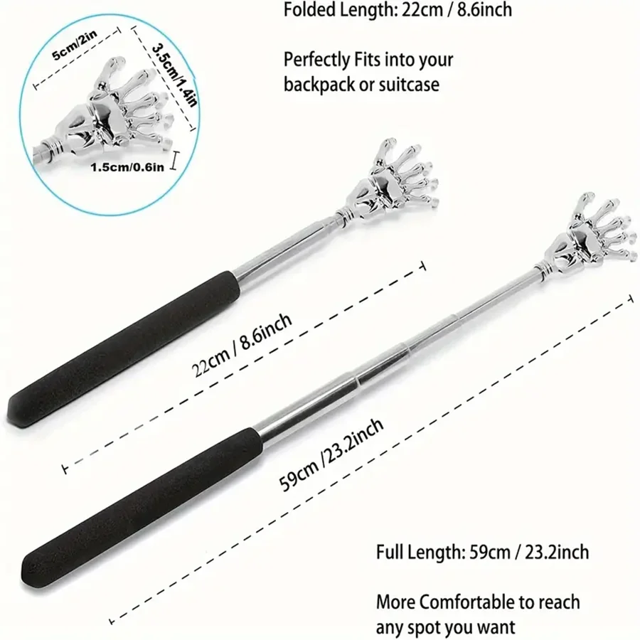 Compact Telescopic Back Massager – Portable Extendable Stainless Steel, Ideal Birthday Gift & Christmas Stocking Stuffer for…