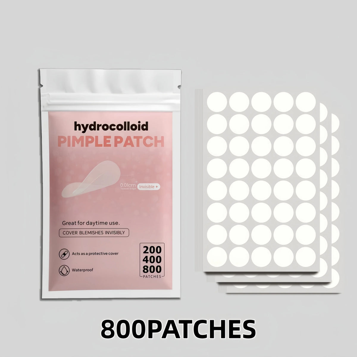 200/400/800pcs Invisible Clear Pimple Patch Set – Deep-Cleansing Hydrocolloid Acne Stickers, Mixed Sizes, Gentle & Skin-Frie…