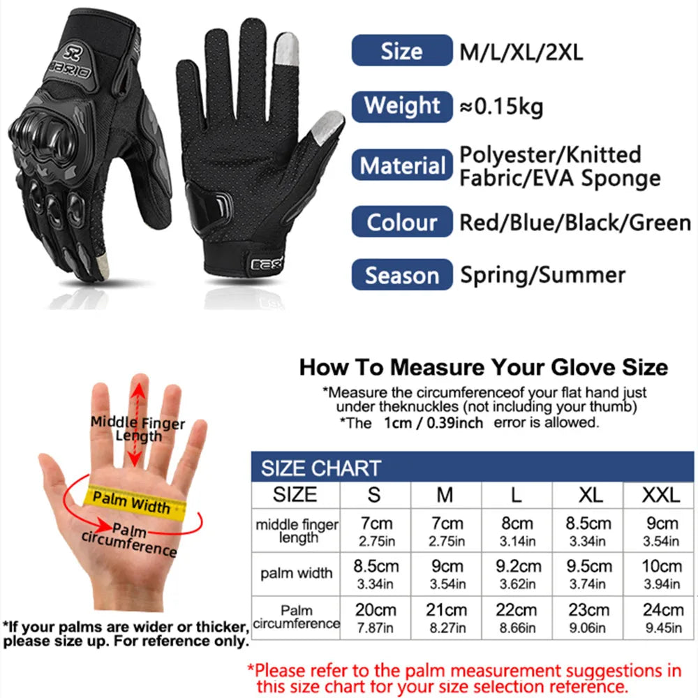 Summer Breathable Full Finger Motorcycle Gloves Non-slip Wear-resistant Motocross Racing Gloves Touch Screen Moto Biker Glov…