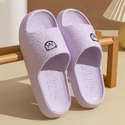 Summer Fashion Men's Slippers Printting Little Bear Sandals Indoor Bathroom Non-slip Soft Women Dormitory Casual Shoes Coupl…