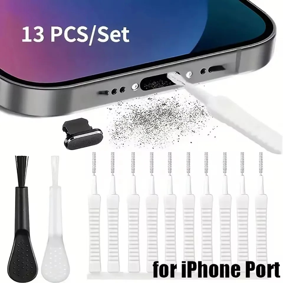 Mobile Phone Speaker Charging Port Cleaning Set Dust Plug for iPhone 16 15 14 Earphones Clean Kit Brush for Samsung Xiaomi -…