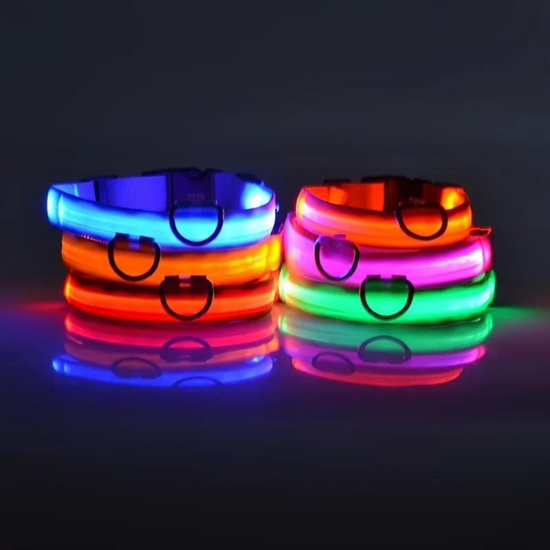 Nylon LED Night Safety Flashing Glow In The Dark Dog Leash Dogs Luminous Fluorescent Pet Dog Collar - image 3