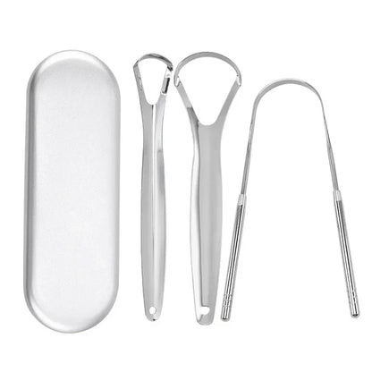 Premium 1pcs/3pcs Metal Tongue Scraper Cleaner for Adults & Kids Portable Stainless Steel Tongue Scrapers Brushes for Removi…