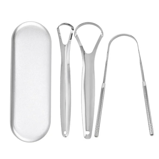 Premium 1pcs/3pcs Metal Tongue Scraper Cleaner for Adults & Kids Portable Stainless Steel Tongue Scrapers Brushes for Removi…