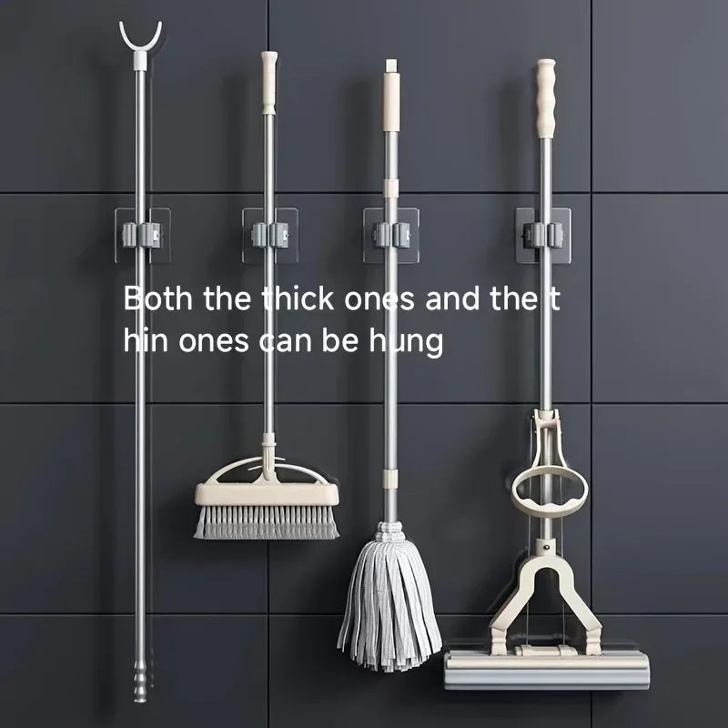 Mop Holder Self-adhesive Broom Stand Wall Mounted Mop Support Sweeping Brush Hook Storage Organizer Bathroom Kitchen Accesso…