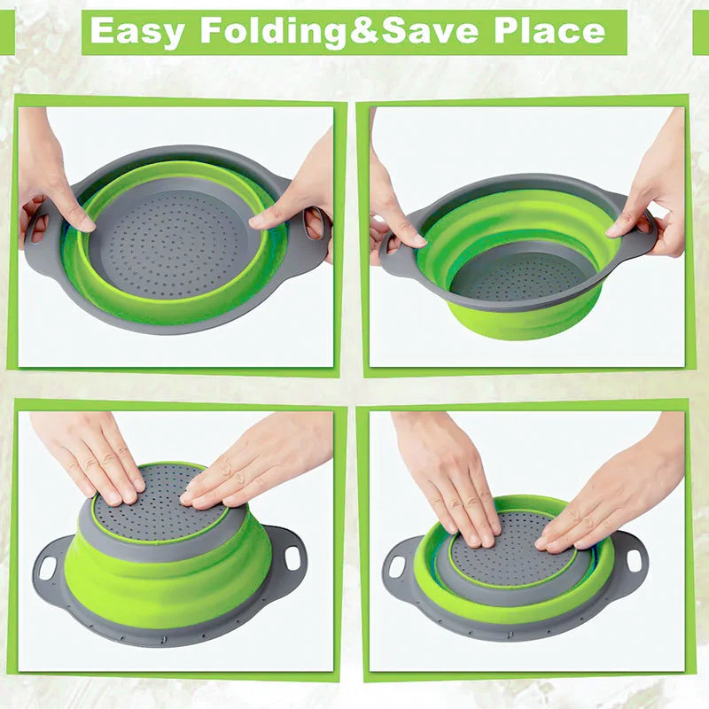 Silicone Vegetable and Fruit Cleaning and Drainage Basket Cleaning Basket 1PCS Folding Water Filter Net Kitchen Gadgets - im…