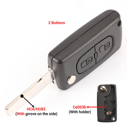 Jingyuqin 2/3 Buttons for Peugeot 207 307 308 407 607 807 For Citroen C2 C3 C4 C5 C6 Auto Remote key Case Va2/Hu83 CE0523 CE…