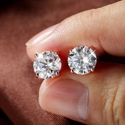 Smyoue 0.2-3CT Rose Gold Color Moissanite Stud Earrings for Women Sparkling Classic Wedding Lab Diamond Earring Pure 925 Sil…