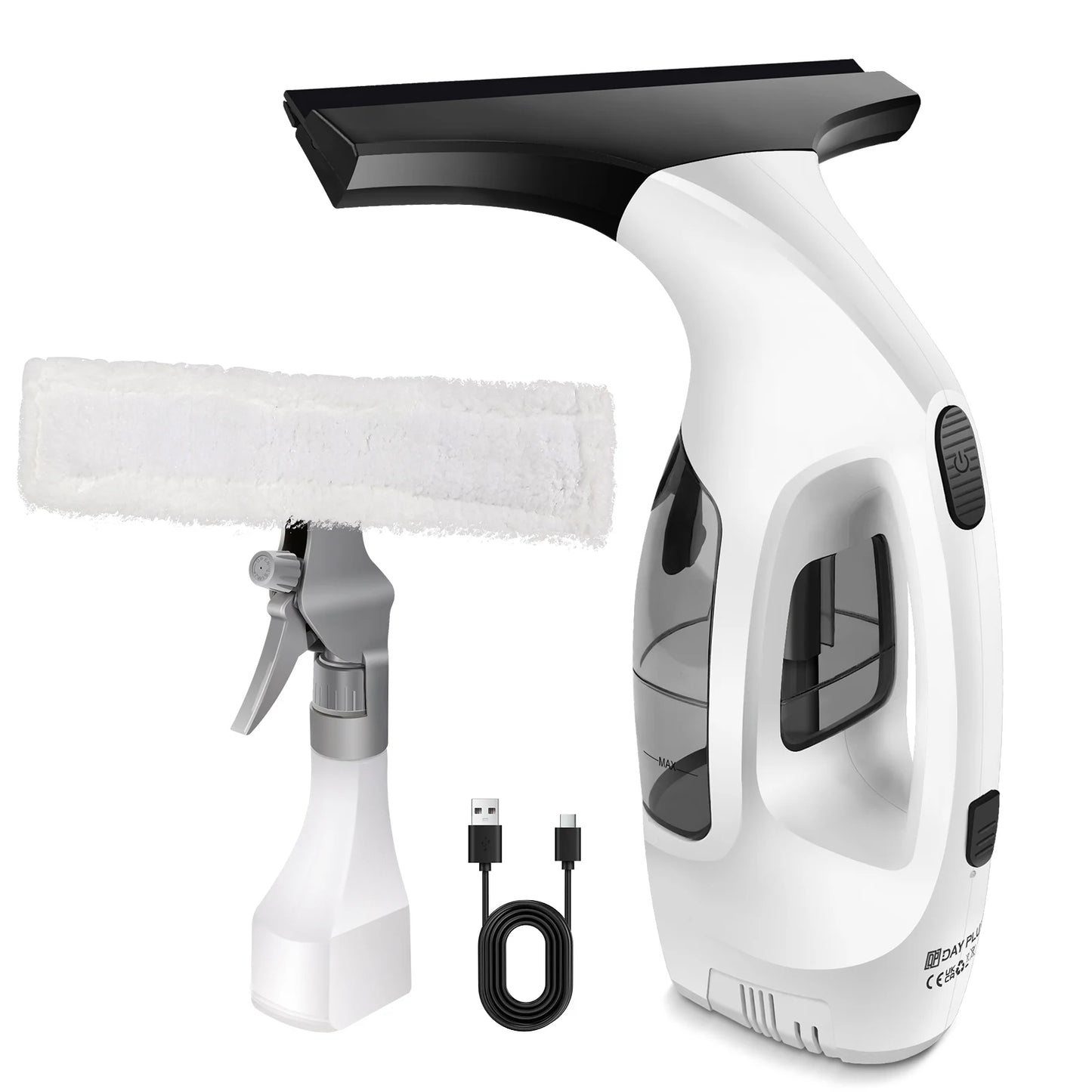 Cordless Window Vac with 2000pa, Efficiently Streak-Free Cleaning, Running Time: 50-60 Min, 3.8V Electric Window Vacuum Clea…