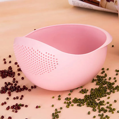 1PC-Silicone Colander Rice Bowl Drain Basket Fruit Bowl Washing Drain Basket with Handle Washing Basket Home Kitchen Organiz…