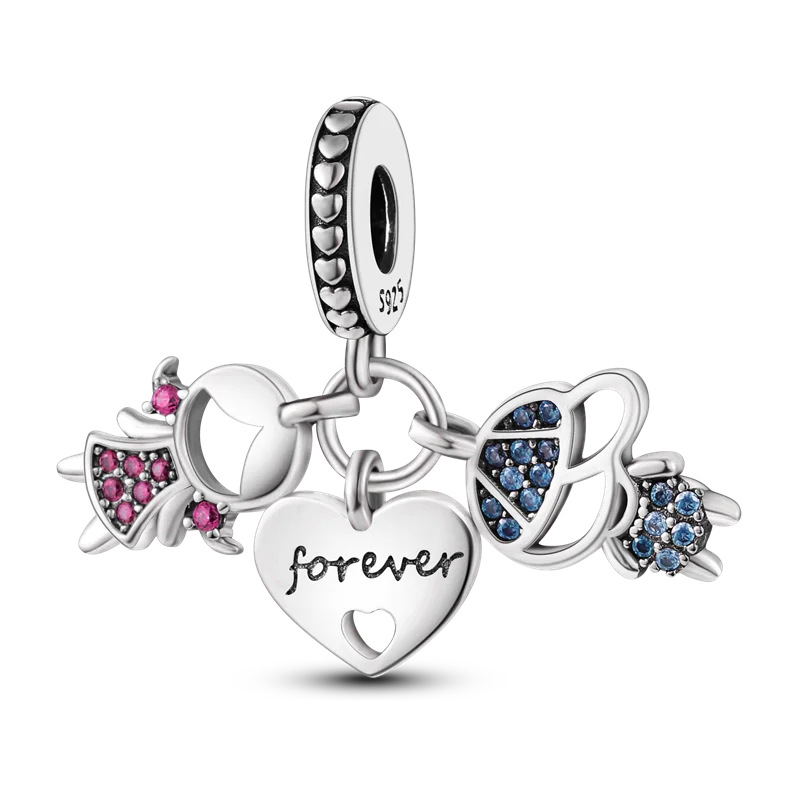 2026 Hot Sale Charms Bead 925 Sterling Silver Pink Butterfly Luminous Firefly Dangle Fit Bangle Bracelet Necklace DIY Jewelr…