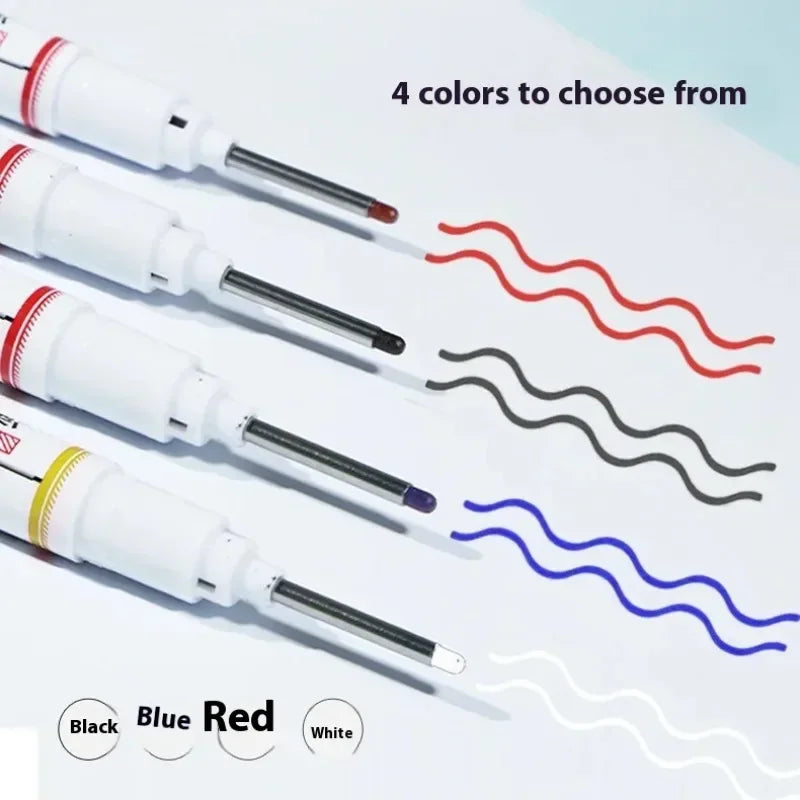 4/12 Pcs Waterproof Long Head Markers Deep Hole Marker Pen for Metal Carpenter Red/Black/Blue/Green Ink Woodworking Tools Ma…