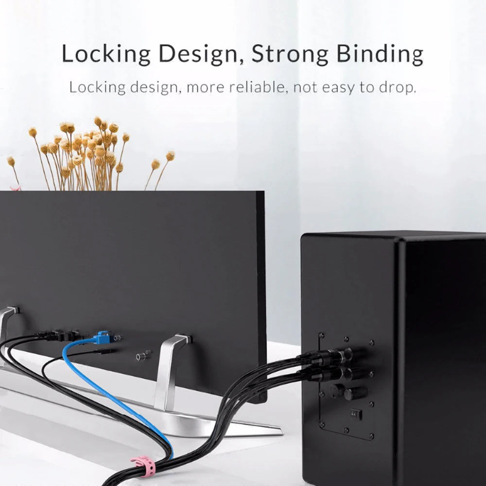 20/12/4PCS Cable Ties Cord Organizer Management Silicone Wire Holder Straps Zip Clips Reusable Tie Wraps Keeperwinder Rubber…
