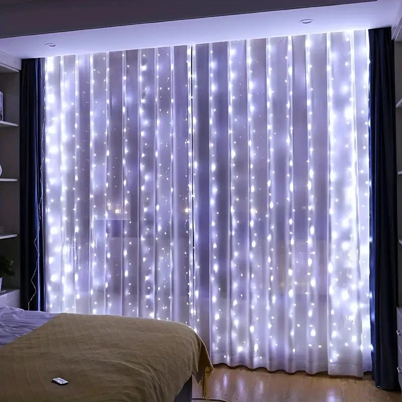 3/4/6m Curtain LED String Lights Garland USB Festoon Remote Control Fairy Garland Lights Christmas Decoration for Bedroom Ho…