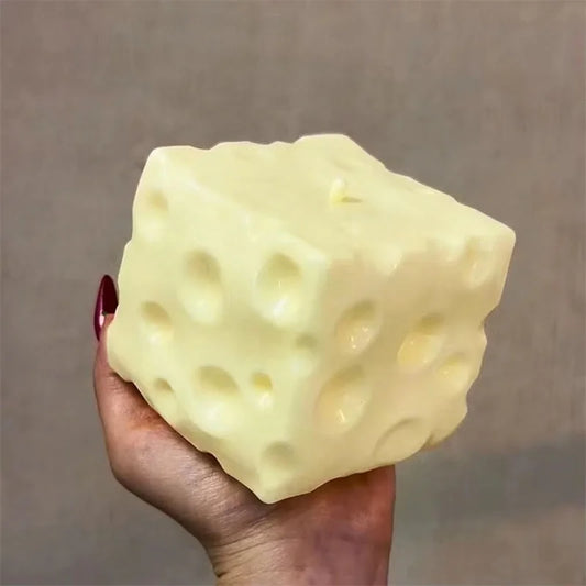 *-*Jumbo Cheese Cube Stress Ball Big Cheese Shapeable Squeeze Ball Non-Bounce Fidget Toy ASMR Sensory Anti-Stress Festival G…