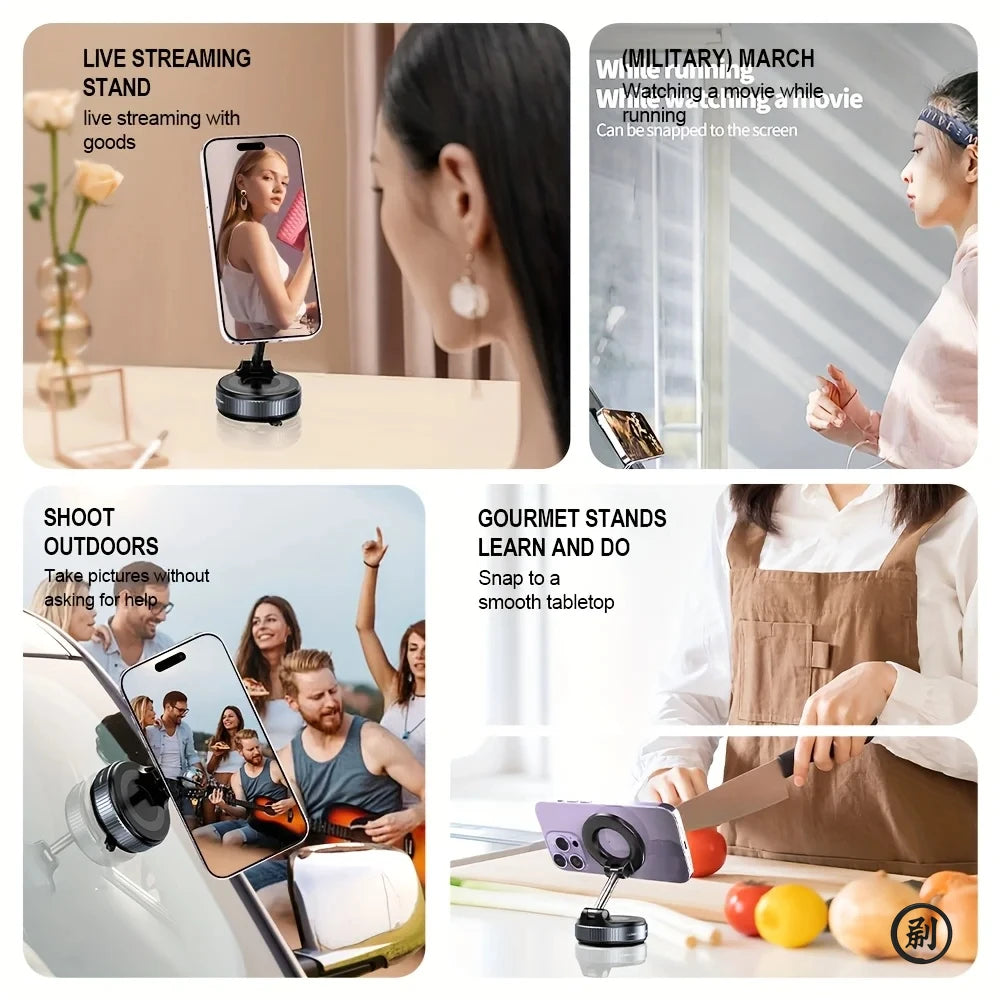 Strong Magnetic Car Phone Holder Foldable Design 360° Adjustable Vacuum Mount for Car/Desk/Bathroom/Universal Use - image 6