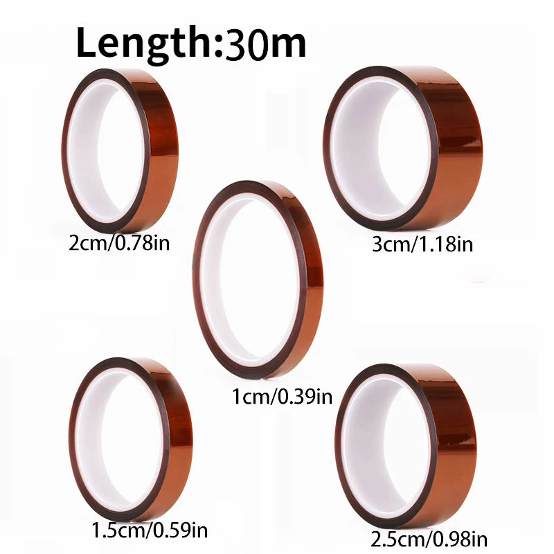 30m Long Gold Finger High Temperature Resistant Tape Polyimide Tape Multi Size Pet Anti Static Lithium Battery Insulation Ta…