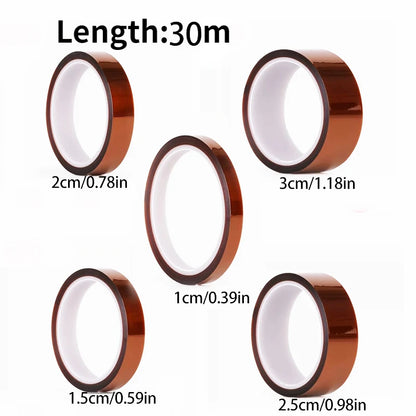 30m Long Gold Finger High Temperature Resistant Tape Polyimide Tape Multi Size Pet Anti Static Lithium Battery Insulation Ta…