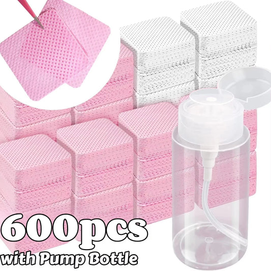 20/600pcs Lint-Free Nail Wipes Gel Cleansing Tissues Aluminum-Free Nail Polish Remover Pads for NaiArt Beauty Cleaning Care…