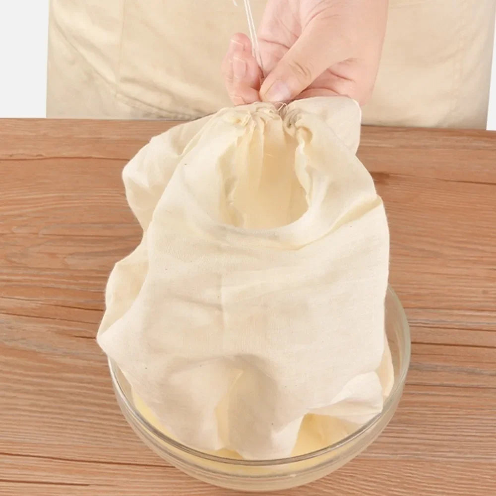 Reusable Cheese Cloth Filter Bags for Tea Yogurt Cold Brew Milk Tea Strainers Soap Herbs Spice Strainers Muslin Drawstring B…