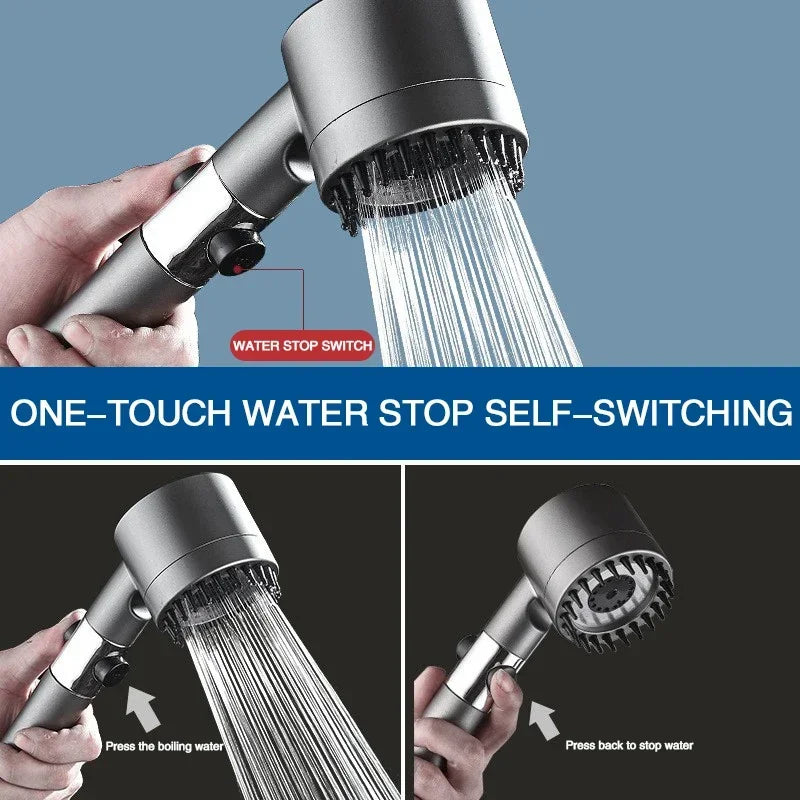 High Pressurized Filter Shower Head 3-mode Adjustable Spray with Massage Brush Rain Faucet Bathroom Accessories - image 4