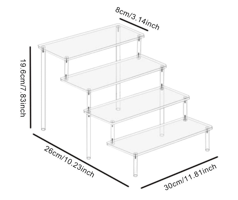 1-4 Tier Acrylic Display Stand Durable Display Rack For Cupcake Perfume Doll Transparent Trapezoidal Blind Box Storage Shelf…