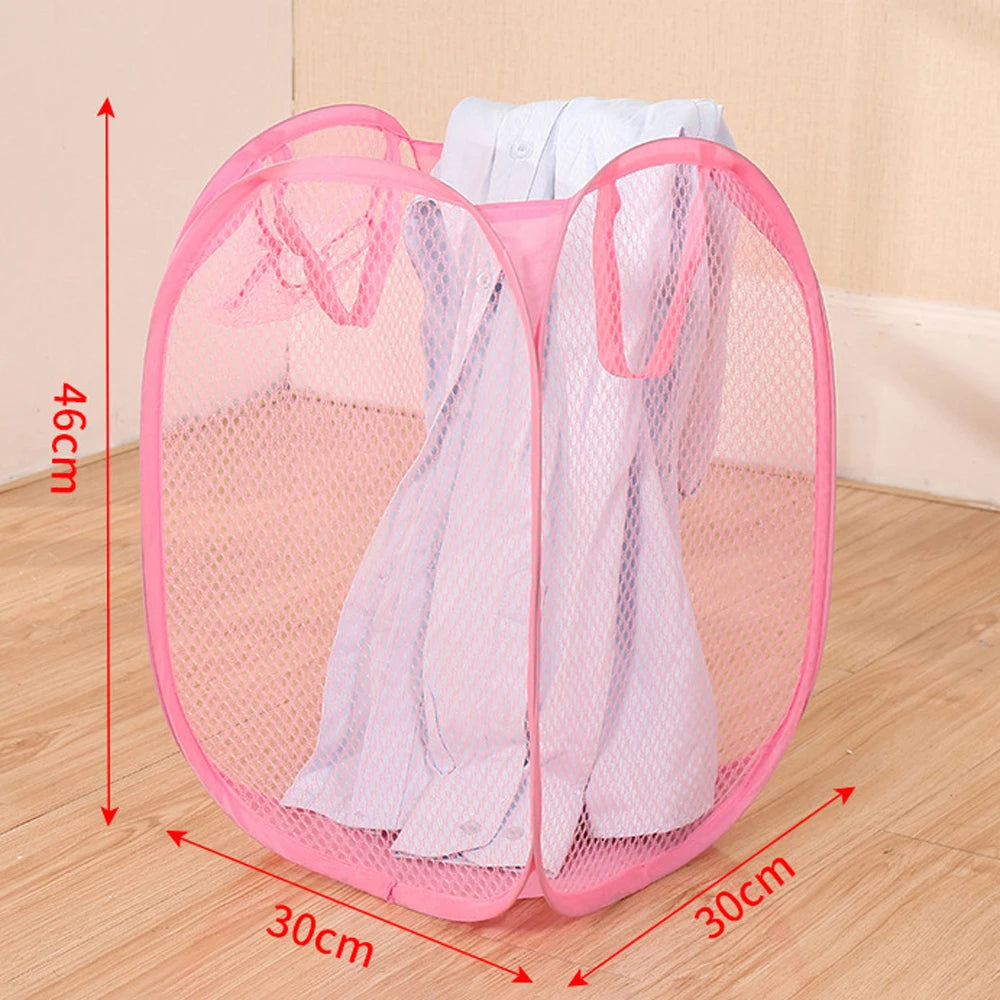 Folding Dirty Laundry Sorting Basket Washing Frame Bathroom Cloth Mesh Storage Bag Frame Bucket Laundry Organizers Storage P…
