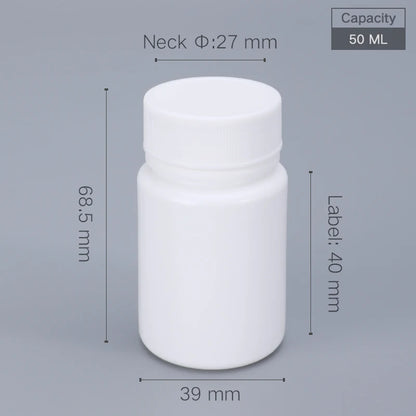 10pcs 20-200ml Plastic HDPE White Empty Seal Bottles, Refillable Pill Vials for Medicine, Capsule, Solid Powder, Reagent Sto…