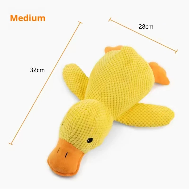 Dog sleeping with a dog hug duck toys to relieve boredom of little yellow duck pet interactive plush doll pet supplies - ima…