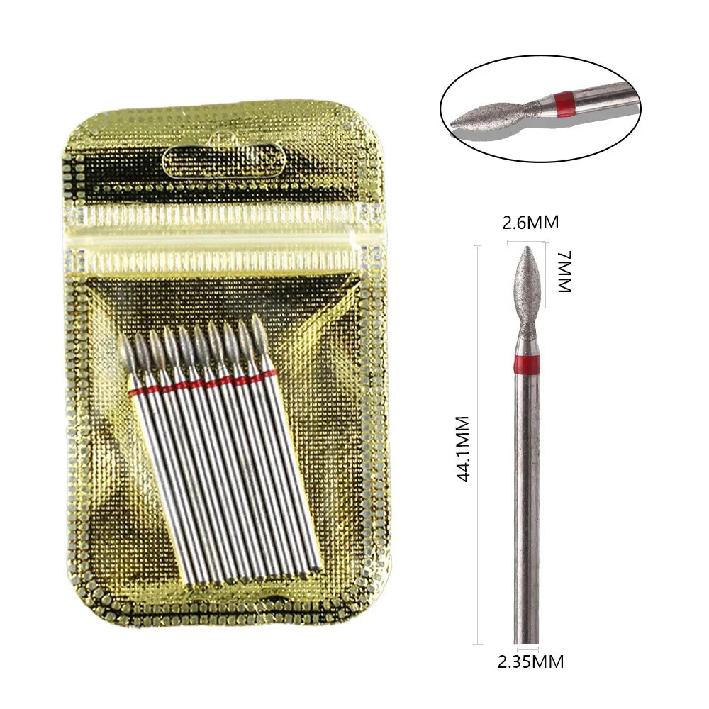10pcs Diamond Milling Cutter Nail Drill Bits Set For Manicure Accessory Pedicure Eletric Machine Nail Bit Brush Burr Tools -…