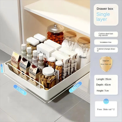 Kitchen Storage metal holdetr with Slide Rails Pull-out Drawer Storage Tray Spice Storage Rack Cabinets Organizer - image 10