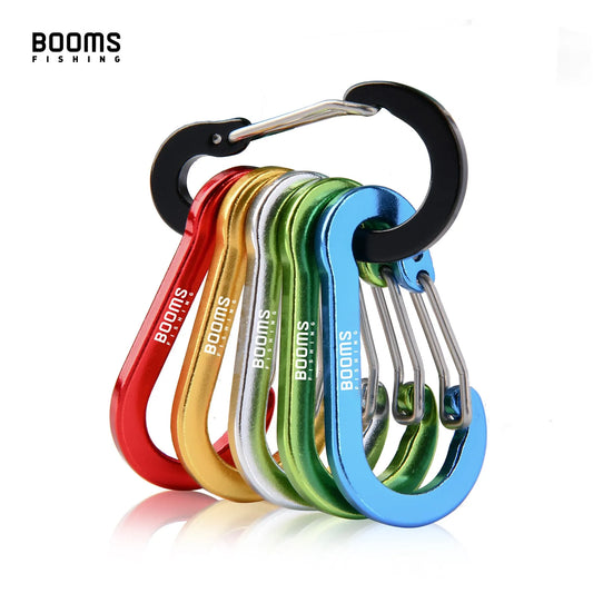 Booms Fishing CC1 6Pcs Aluminum Alloy Carabiner Keychain Outdoor Camping Climbing Snap Clip Lock Buckle Hook Fishing Accesso…