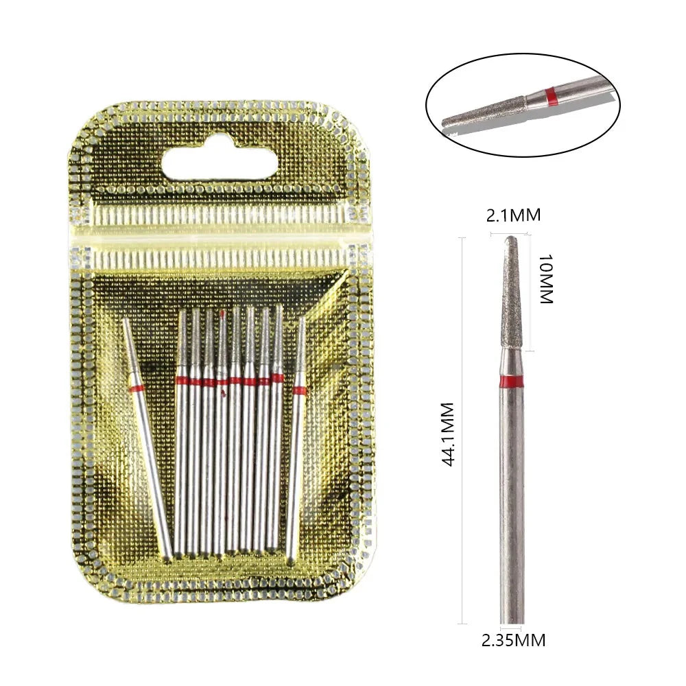 10pcs Diamond Milling Cutter Nail Drill Bits Set For Manicure Accessory Pedicure Eletric Machine Nail Bit Brush Burr Tools -…