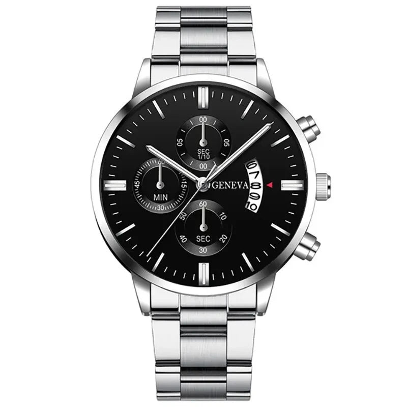 Fashion Men Stainless Steel Watch Luxury Calendar Quartz Wrist Watch Mens Business Watches for Man Clock Montre Homme - imag…
