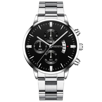 Fashion Men Stainless Steel Watch Luxury Calendar Quartz Wrist Watch Mens Business Watches for Man Clock Montre Homme - imag…