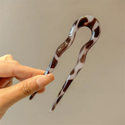 U-Shaped Hair Fork Fashion Tortoiseshell Acetate Acrylic Hairpin Geometric Headwear Hair Sticks Women Girls Hair Accessories…
